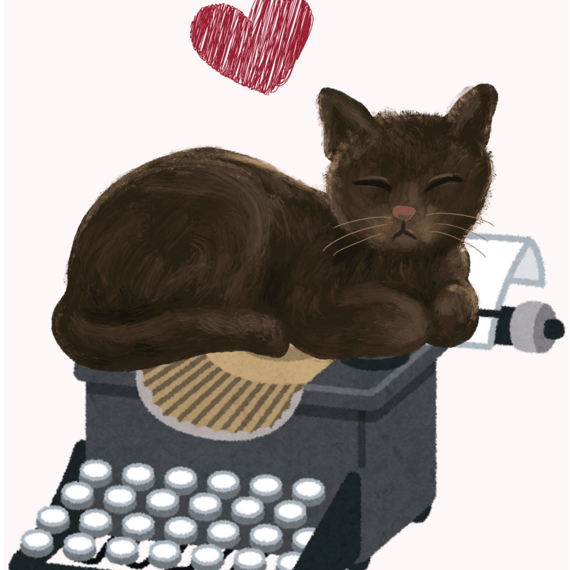 Poster Gatinho dormindo na máquina de escrever