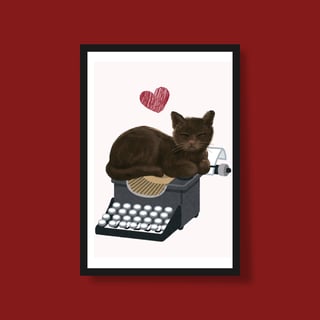 Nome do produto Poster Gatinho dormindo na máquina de escrever