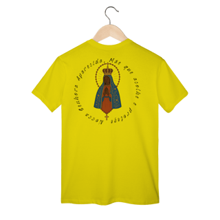Nome do produto T-Shirt Classic – Nossa Senhora Aparecida (Emblema na Frente + Estampa Grande nas Costas)