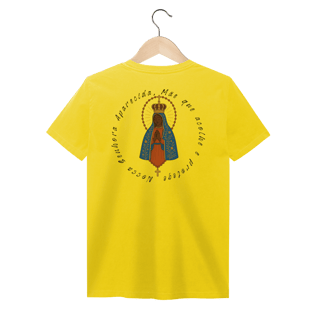 Nome do produto T-Shirt Estonada – Nossa Senhora Aparecida (Emblema na Frente + Estampa Grande nas Costas)