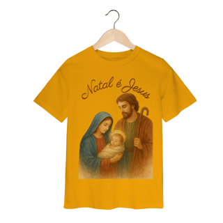 Nome do produto Camiseta Infantil Natal é Jesus – Sagrada Família