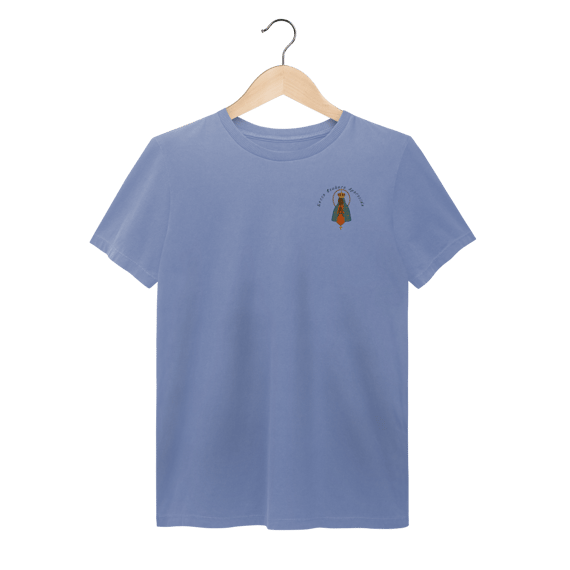 T-Shirt Estonada – Nossa Senhora Aparecida (Emblema na Frente + Estampa Grande nas Costas)