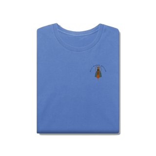 Nome do produto T-Shirt Estonada – Nossa Senhora Aparecida (Emblema na Frente + Estampa Grande nas Costas)