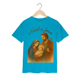 Nome do produto Camiseta Infantil Natal é Jesus – Sagrada Família