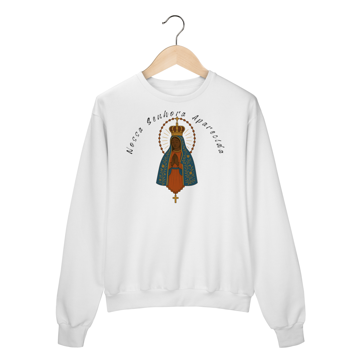 Nome do produto: Moletom Prime Fechado – Nossa Senhora Aparecida (Frente e Costas)