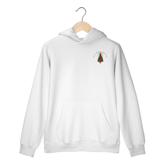Moletom Prime Canguru – Nossa Senhora Aparecida (Emblema na Frente + Estampa Grande nas Costas)
