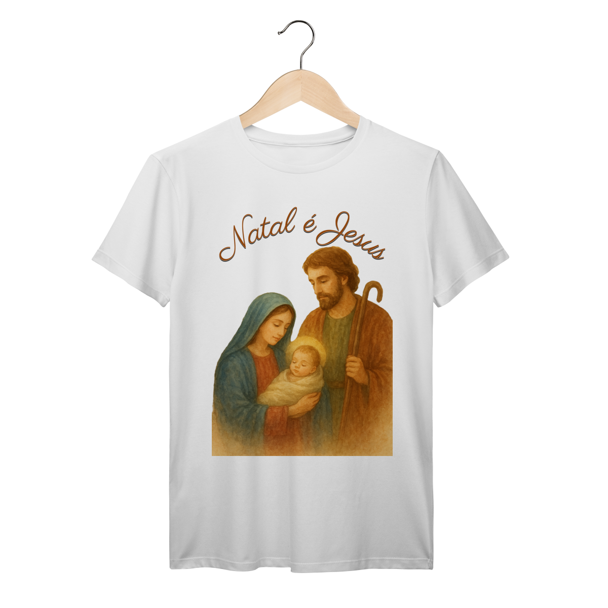 Nome do produto: T-Shirt Prime Natal é Jesus – Sagrada Família