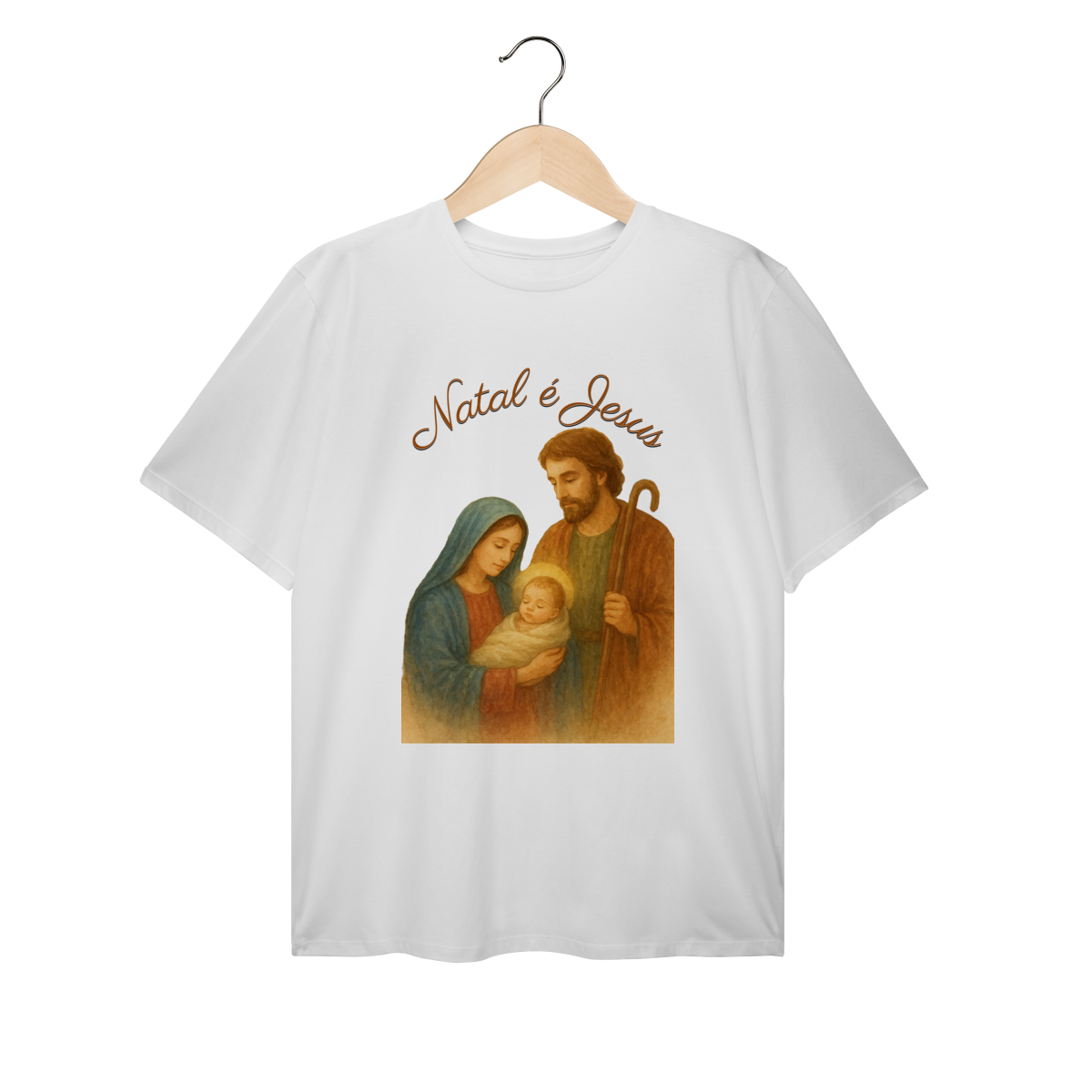 Nome do produto: T-Shirt Plus Size Natal é Jesus – Sagrada Família
