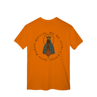 Nome do produto T-Shirt Classic – Nossa Senhora Aparecida (Emblema na Frente + Estampa Grande nas Costas)