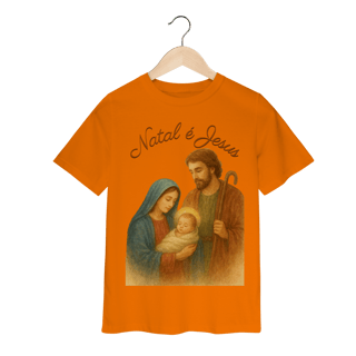 Nome do produto Camiseta Infantil Natal é Jesus – Sagrada Família