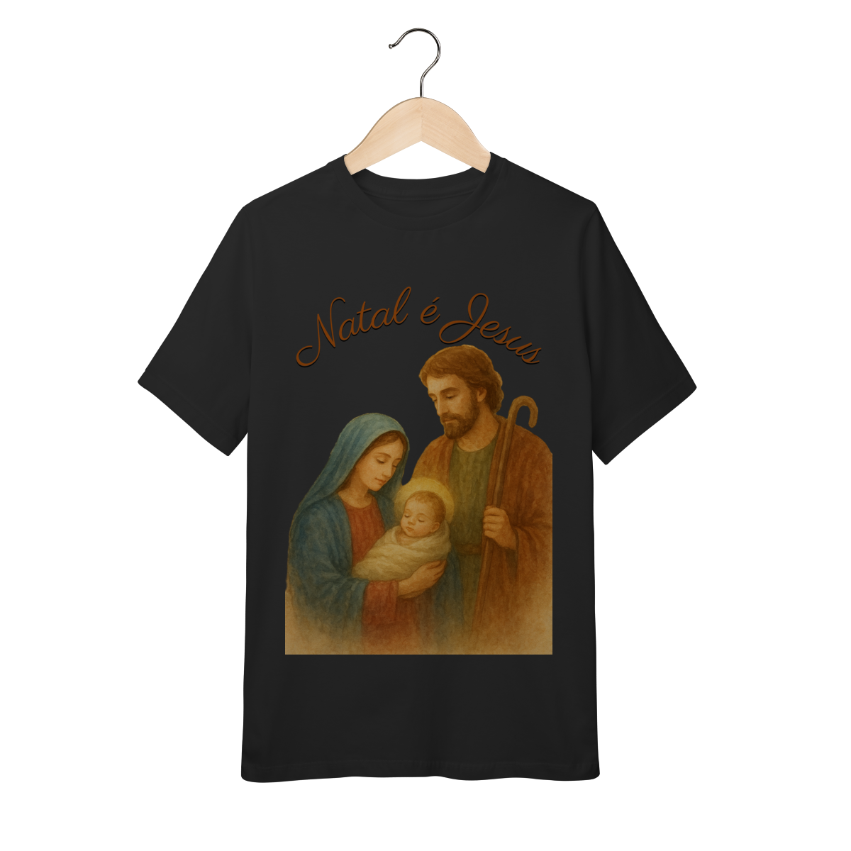 Nome do produto: Camiseta Quality (10 a 14) Natal é Jesus – Sagrada Família