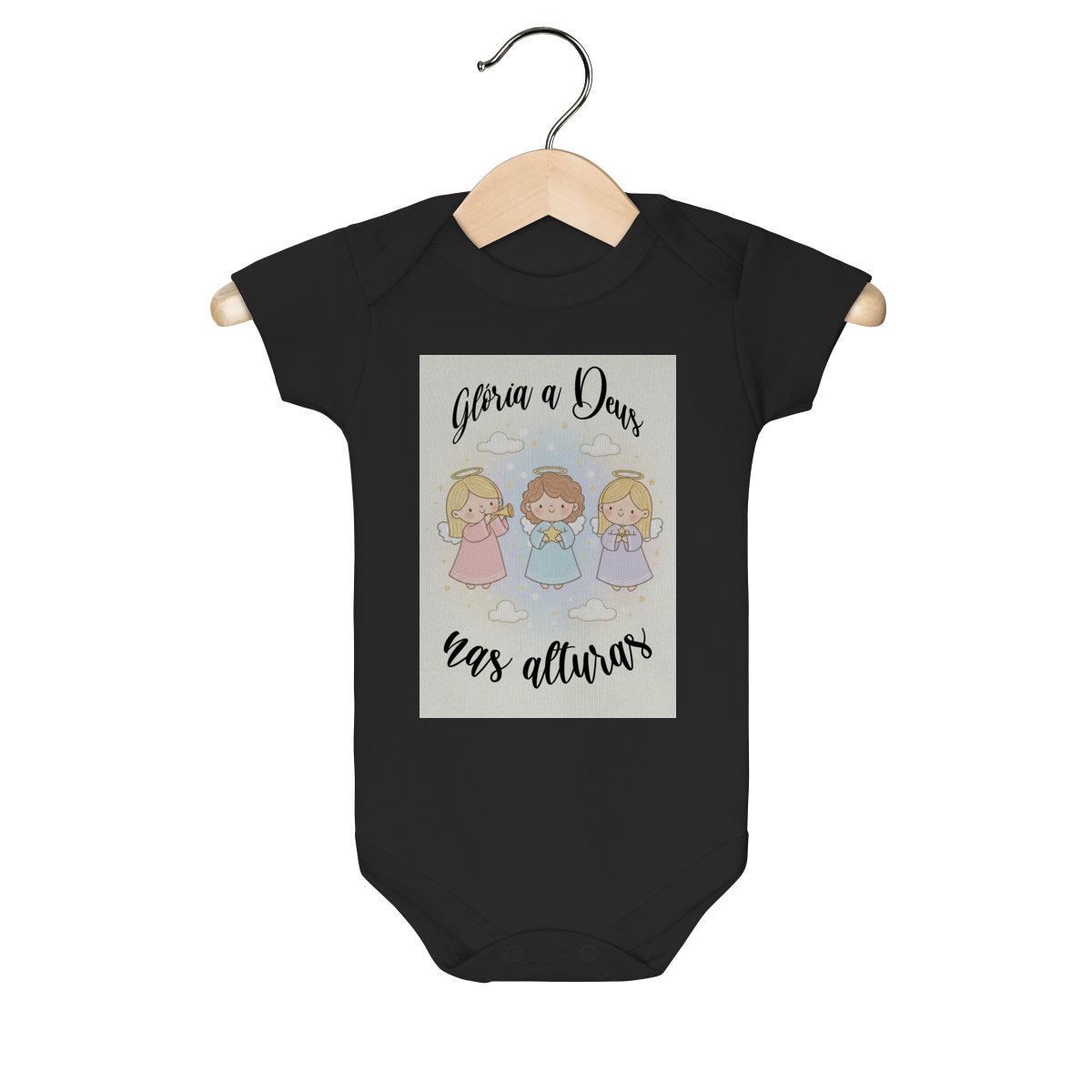 Nome do produto: Body Infantil Glória a Deus nas Alturas – Anjinhos