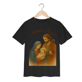 Nome do produto Camiseta Infantil Natal é Jesus – Sagrada Família