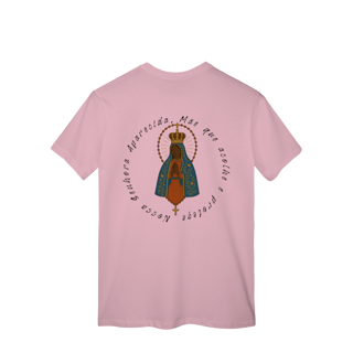 Nome do produto T-Shirt Classic – Nossa Senhora Aparecida (Emblema na Frente + Estampa Grande nas Costas)