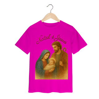 Nome do produto Camiseta Infantil Natal é Jesus – Sagrada Família