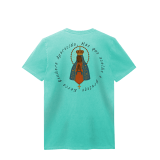 Nome do produto Baby Long Estonada – Nossa Senhora Aparecida (Emblema na Frente + Estampa Grande nas Costas)