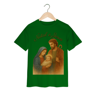 Nome do produto Camiseta Infantil Natal é Jesus – Sagrada Família