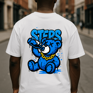 Oversized Steps Blue Drip Bear
