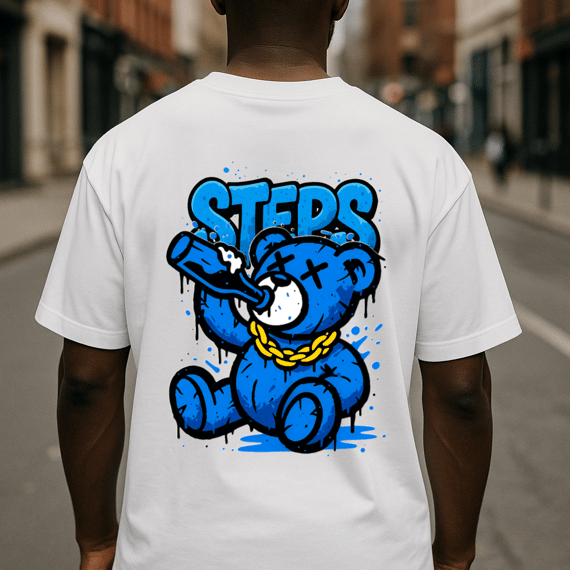 Oversized Steps Blue Drip Bear