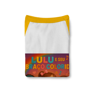 Nome do produto Lulu e Seu Abraço Colorido - Camisa Pet Dog Oficial