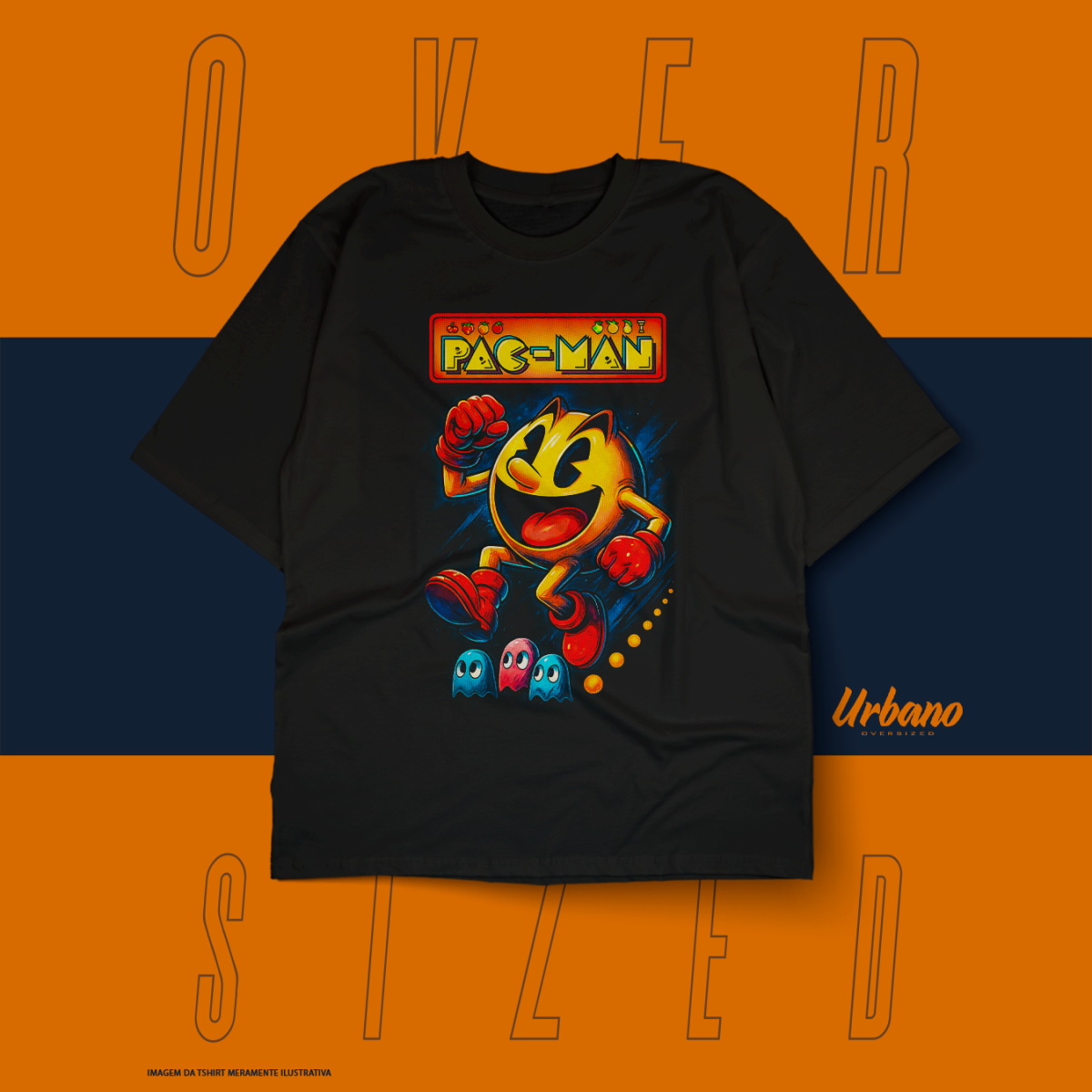 Nome do produto: Oversized Básica - Classic Games - Pac Man 