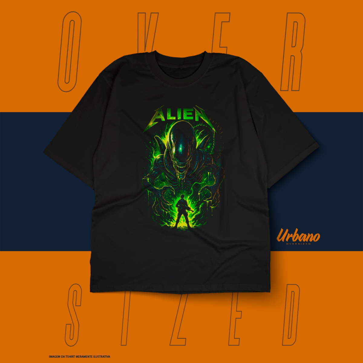 Nome do produto: Oversized Básica - Classic Games - Alien 