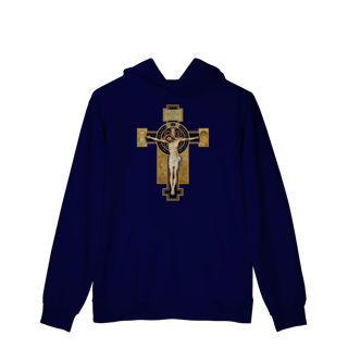 Nome do produto Moletom - Cruz com Medalha de São Bento - IESVS NAZARENVS REX IVDÆORVM