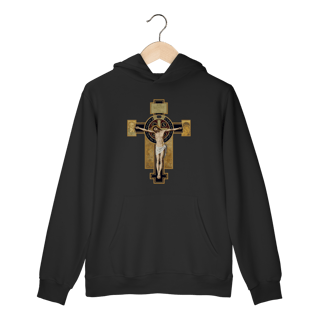 Nome do produto Moletom - Cruz com Medalha de São Bento - IESVS NAZARENVS REX IVDÆORVM