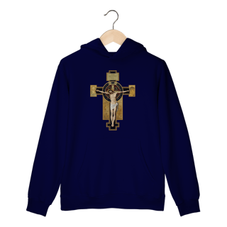 Nome do produto Moletom - Cruz com Medalha de São Bento - IESVS NAZARENVS REX IVDÆORVM