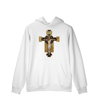 Nome do produto Moletom - Cruz com Medalha de São Bento - IESVS NAZARENVS REX IVDÆORVM