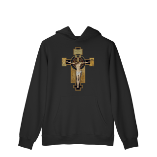 Nome do produto Moletom - Cruz com Medalha de São Bento - IESVS NAZARENVS REX IVDÆORVM