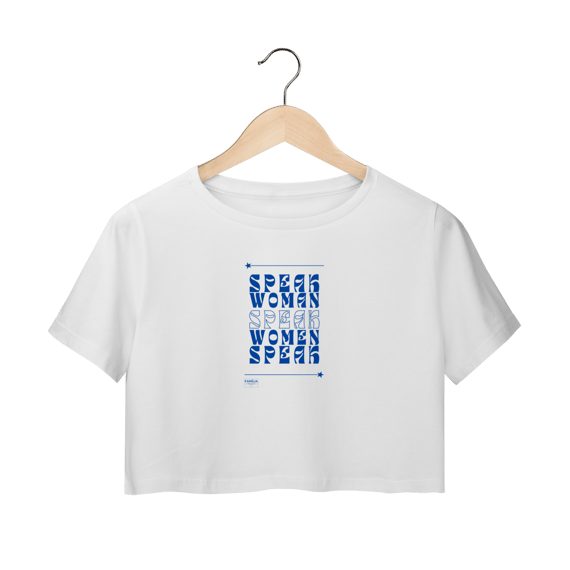 Camisa Cropped - SPEAK WOMAN, SPEAK - Azul