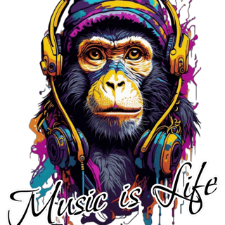Nome do produto Camiseta Macaco com Fone de Ouvido Music is Life Pop Art Algodão