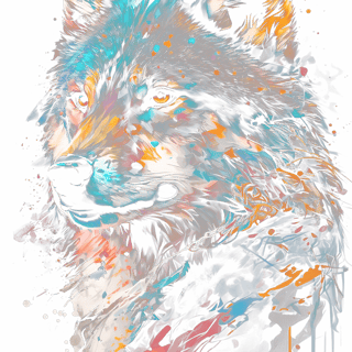 Nome do produto Camiseta Lobo Colorido Aquarela Algodão Gola Redonda Casual