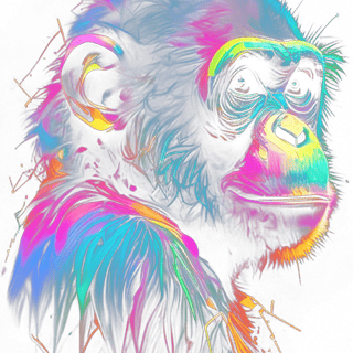 Nome do produto Camiseta Chimpanzé Colorida Neon Rainbow Algodão Premium