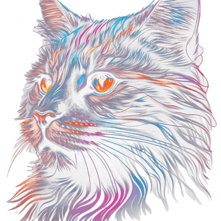 Nome do produto Camiseta Gato Estampa Colorida Neon Art Algodão Unissex