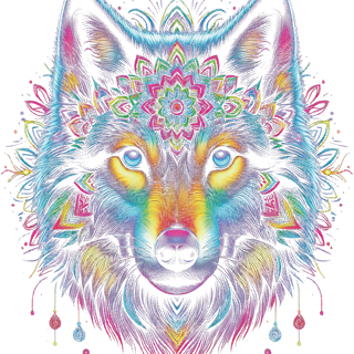 Nome do produto Camiseta Lobo Mandala Colorida Boho Chic Algodão Gola Redonda