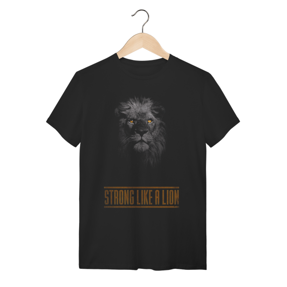Camiseta Leão Strong Like a Lion Algodão Estampa Minimalista