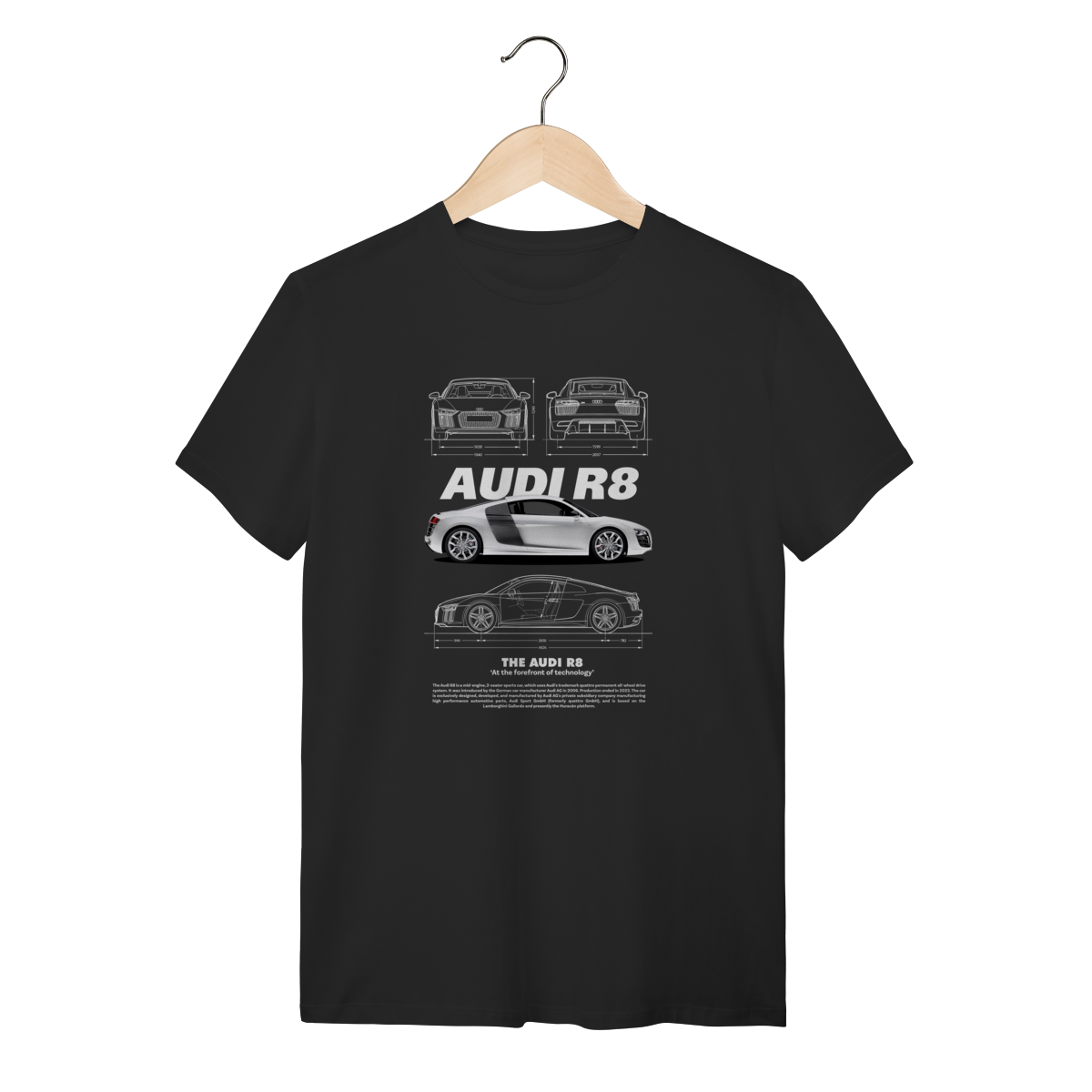Nome do produto: Camiseta Audi R8 White Edition - Design Blueprint Minimalista