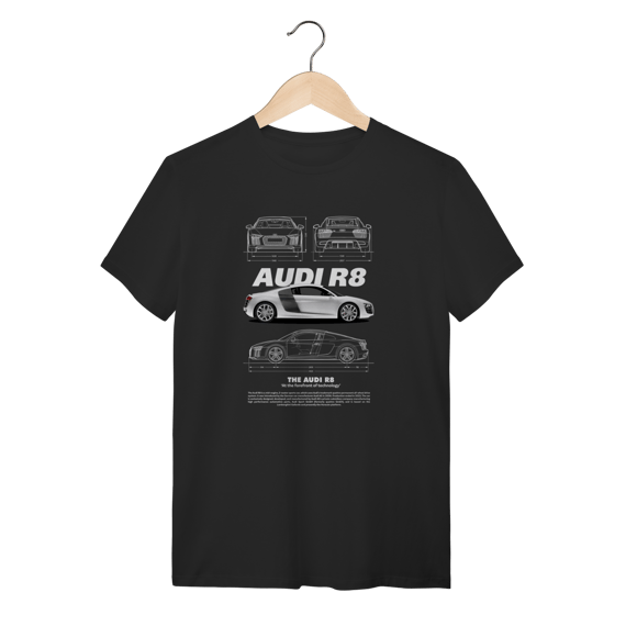 Camiseta Audi R8 White Edition - Design Blueprint Minimalista