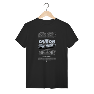 Camiseta Bugatti Chiron Prata - Estampa Blueprint Hipercarro