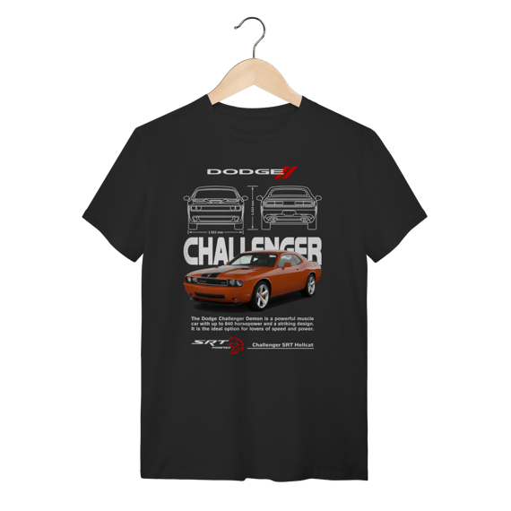 Camiseta Dodge Challenger SRT Hellcat Laranja - Mopar Power