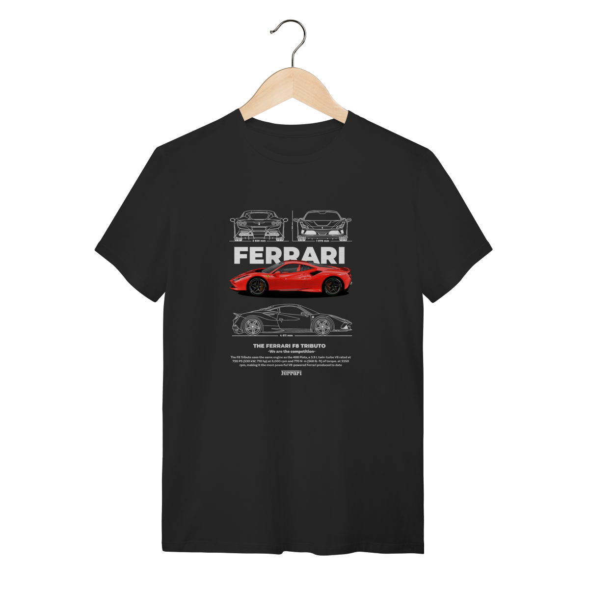 Nome do produto: Camiseta Ferrari F8 Tributo - Estampa Performance V8