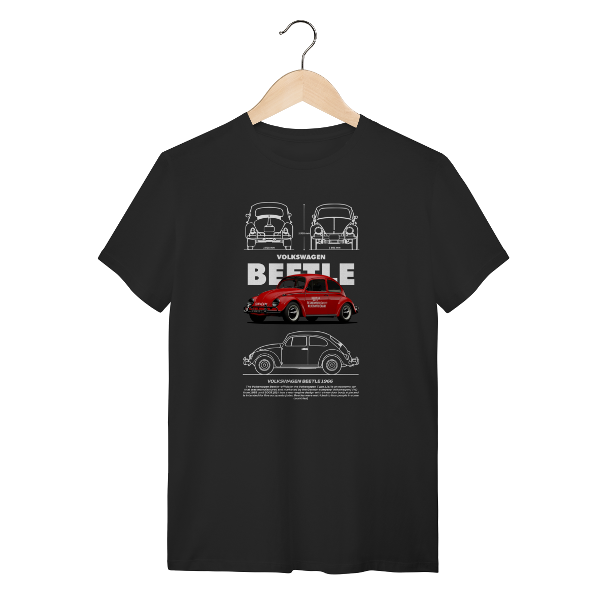 Nome do produto: Camiseta Fusca 1966 Vermelho - Estampa Classic Volkswagen Beetle