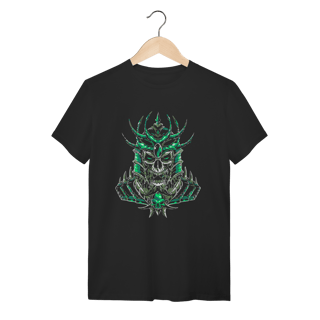 Camiseta Caveira Knight Armor - Estilo Gamer Verde Esmeralda