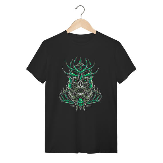 Camiseta Caveira Knight Armor - Estilo Gamer Verde Esmeralda
