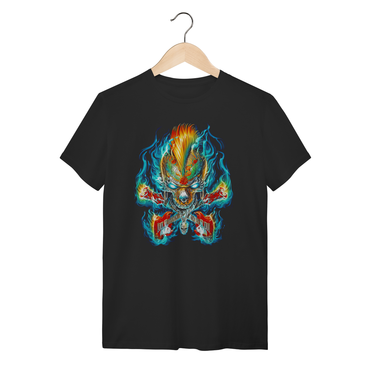 Nome do produto: Camiseta Caveira Guitarrista Rock n