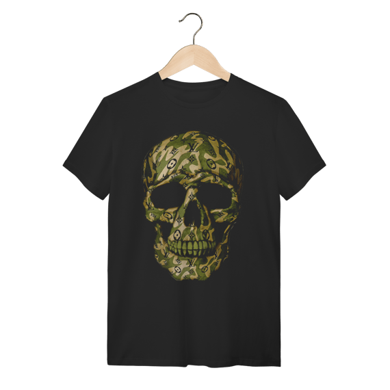 Camiseta Caveira Camuflada Streetwear - Design Luxury Preta