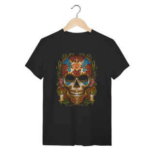Camiseta Caveira Mística com Velas - Arte Esotérica e Espiritual