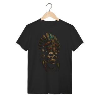 Camiseta Caveira Guerreiro Ancestral - Arte Pré-Colombiana e Étnica